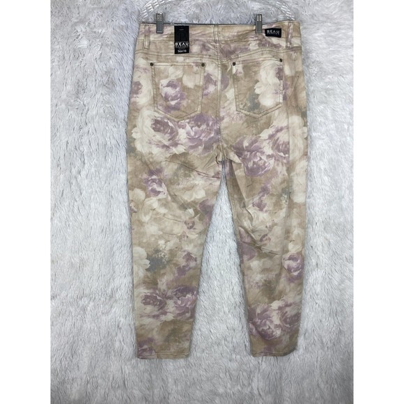 Beau Dawson Stretch Floral Jeans Womens Size 16 Cream Skinny FIT NWT - Picture 8 of 9